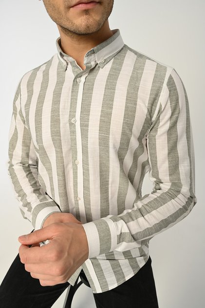 Striped Slim Fit Linen Shirt