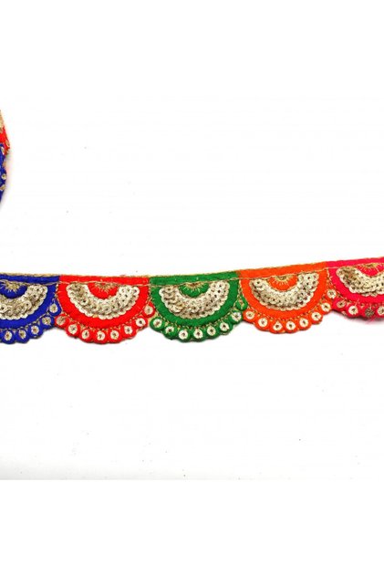 Indian Work Stripe Sequin Motif Multicolor 2