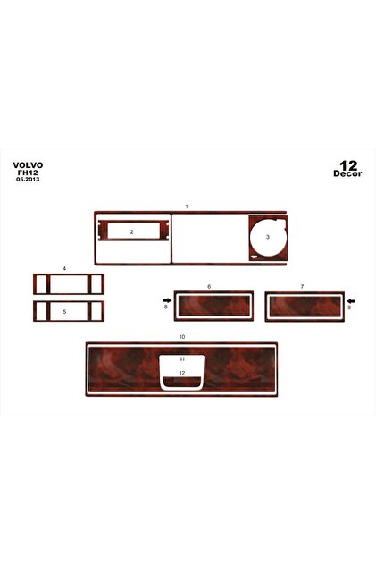 Meriç ®   Volvo Fh Extra Top Part Covering Mahogany 12 Piece 2017-›