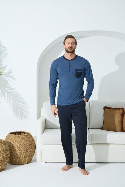 Plus Size Long Sleeve Men's Pajama Set