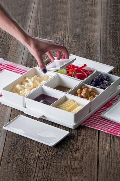 韓国BL Perle 限定版セット ACAR Bianco Perla Puzlle 5 Li 7gözlü Kare Porselen Kahvaltılık
