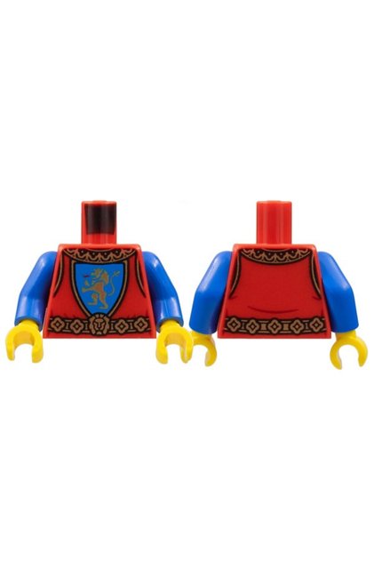 Original Custom Minifigure Minifigure Body Torso Castle Medieval Lion Embroidered Red Armor Soldier