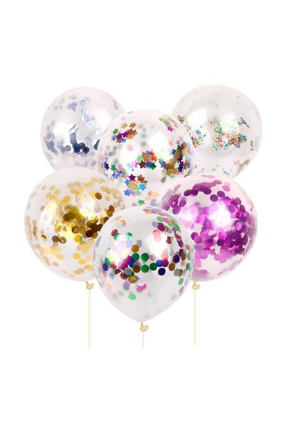 Parti dolabı 25 Adet Konfetili Balon, Şeffaf Balon + Balon Konfetisi Renk: - 1