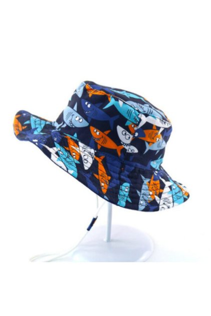 Upf50 Navy Orange Blue Uv Sun Protection Hat for 1-4 Years