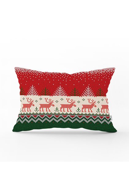 Christmas Deers and Trees Printed Decorative Rectangle Pillow Throw Pillow Cover