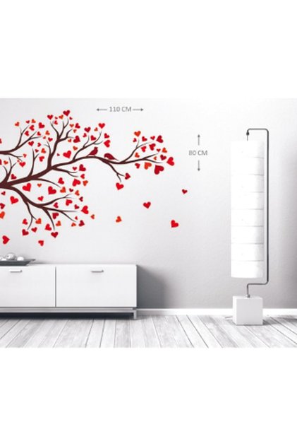 Dekoratif Kalp Yapraklı Ağaç Sticker