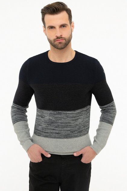 Men's Dark Navy Slim Fit Knitwear Sweater G021GL0TK.000914426