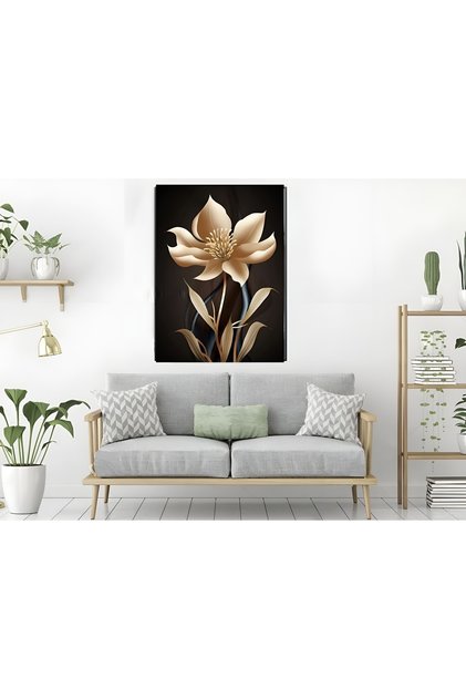 Abstract Gold Color Flower Decorative Canvas Wall Painting
