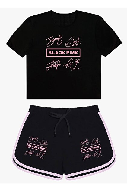 MECH BUTİK Blackpink Baskılı Thisrt Ve Şort Alt Üst Takım