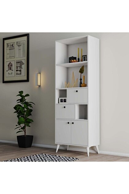 雑貨 Adore Mobilya Modern 5 Raflı Kitaplık-Koyu Ceviz (Oslo Ceviz