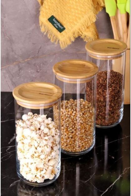 3-Piece Melis Glass Storage Container Large Size 1300 ml