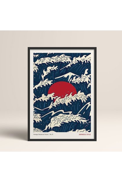 Framed Japanese Style Nanbara Sakujiro Painting 30X40Cm 40X60Cm 50X70Cm Black White Wood Jpn077