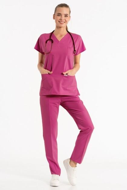 Lycra Pink Surgical Uniform Set