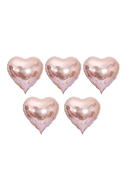 5 Pieces Rose Gold Heart Foil Balloon 15 Inch - 38 Cm