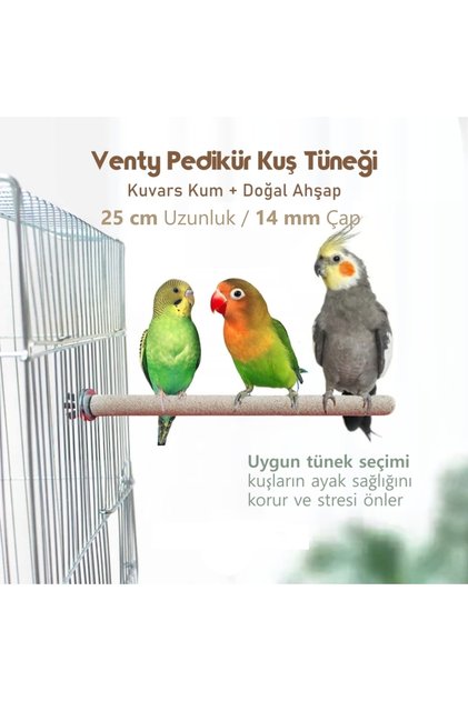 Venty Pedicure Parrot Perch 25 cm Length 14 Mm Diameter / 1 Piece - Sandy Perch - Sanding Perch