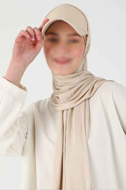 Ready Turban Bonnet Hat Bonnet Practical Combed Cotton Shawl Beige Women's Hijab Bonnet Head Scarf