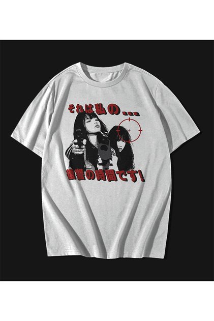 It's Time For My Revenge Written in Japanese Y2k Style Oversize Unisex White T-shirt T-Shirt