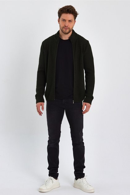 Turtleneck Zippered Knit Cardigan (e22-5714)