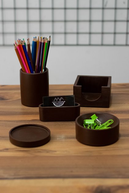 Concrete Office Set Pen Holder Cup Holder Memo Pad Holder Paper Clip Holder Business Card Holder