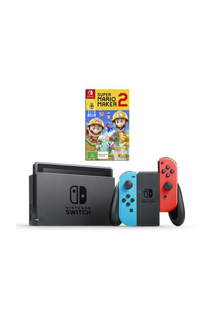 Nintendo Switch Mavi Kırmızı Joy - Con + Super Mario Maker 2 Oyunu