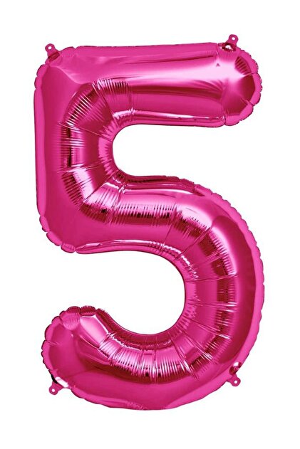 100 cm Pink 5 Number Foil Balloon, Large Size Number Flying with Helium