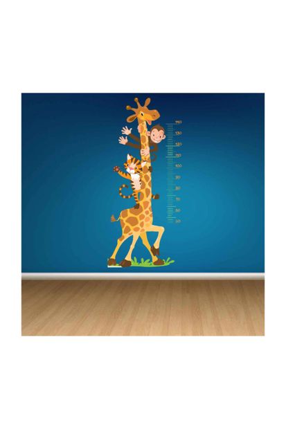 KT Decor Zürafa-kaplan-maymun Boy Ölçer Çocuk Odası Sticker - 1