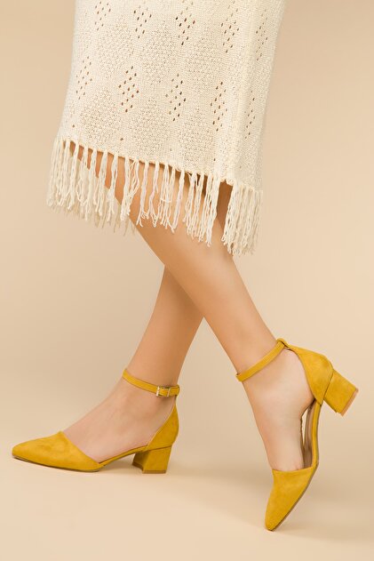 SOHO Hardal Sarı Suet Kadın Klasik Topuklu Ayakkabı 14620 - 2