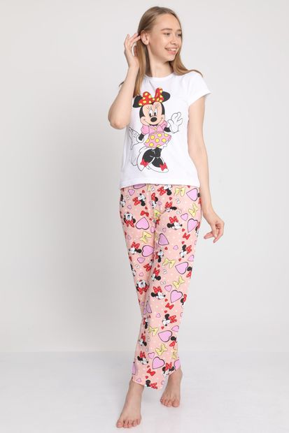MD trend Kadın Pudra Renkli Baskılı Alt Üst Pijama Takımı Mdt3670 - 1
