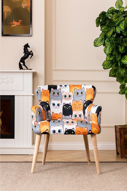 Patchwork Desen Berjer Tekli Koltuk Balkon, Ofis, Bekleme, Güzellik Merkezi, Çay Seti