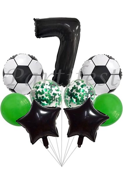 Football Concept 7 Year Old Balloon Set Match Concept Birthday Set Age Balloon Set