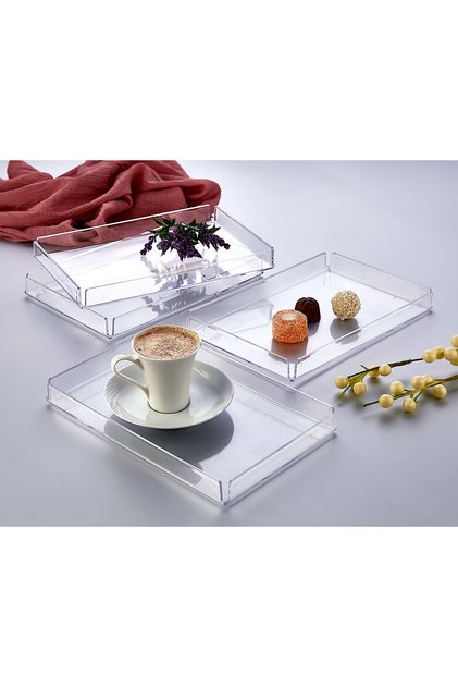 4-Piece Hard Plastic Serving Tray Decorative Tray