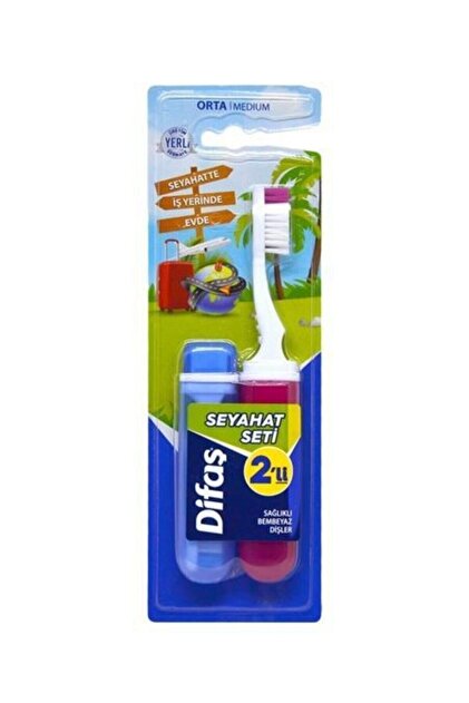 DİFAŞ ORTA SEYAHAT SETİ 2,Lİ DİŞ FIRÇASI