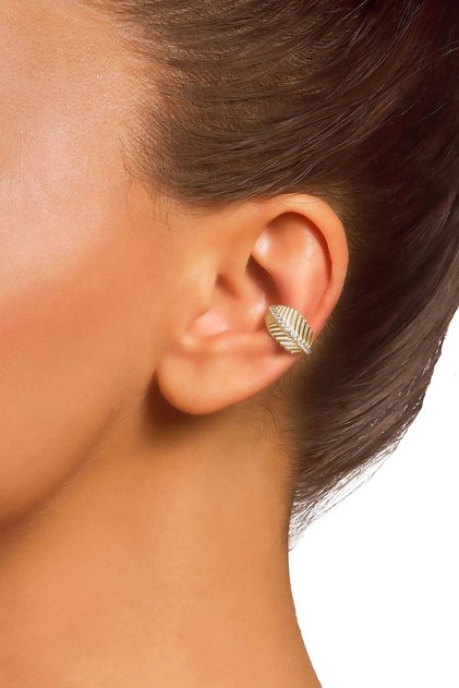 Guava Ear Cuff 1 Mikron 18 Ayar Altın Kaplama (925 Ayar Gümüş Üzerine), Zirkonyum