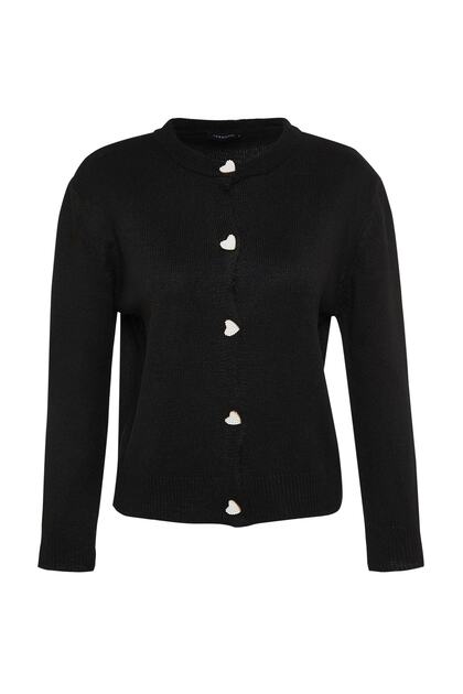 Trendyol Collection Black Soft Texture Jewel Button Jacket Look