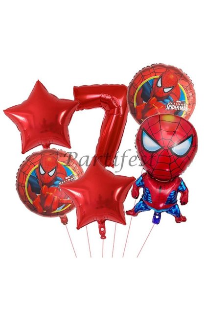 Spiderman Spiderman 7 Years Old Balloon Set Balloon Foil Set Spiderman Concept Birthday Set Age Balloon