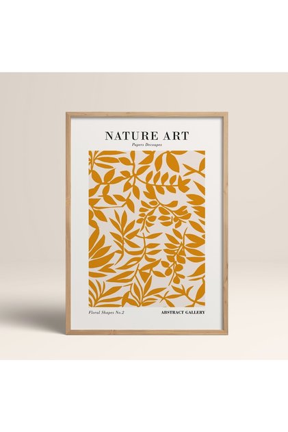 Natural Wood Framed Painting Framed Poster Artistic Modern Wall Decor (Flower285-Wood-50X70)