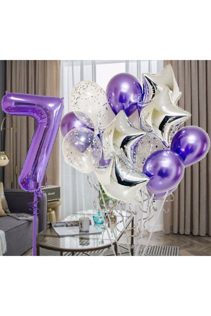 Purple 7 Years Old Balloon Set Purple Color Number Balloon Set Birthday Party Purple Color Helium Balloon Purple Number Balloon