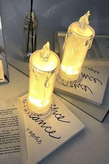 Dekor Romantik Ortam Yaratmak İçin Plastik Led Mum Loş Ortam Işık Dekor Mum 8 Cm 1 Adet Pilli