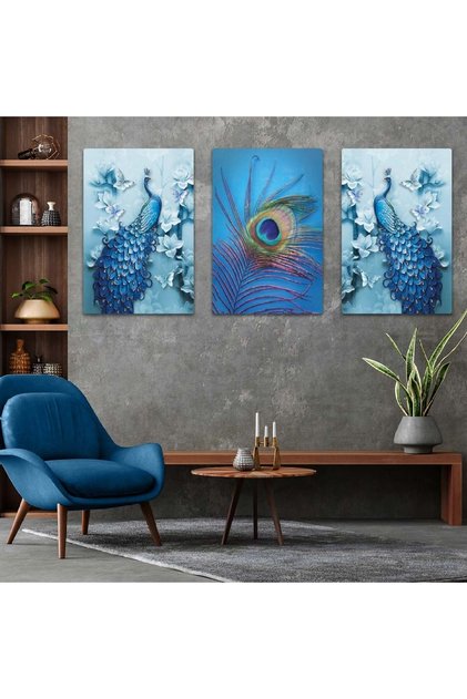 Triple Mdf Blue Peacock Table Set