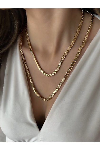 Arpa Pul Zincir Gold 60cm Kolye