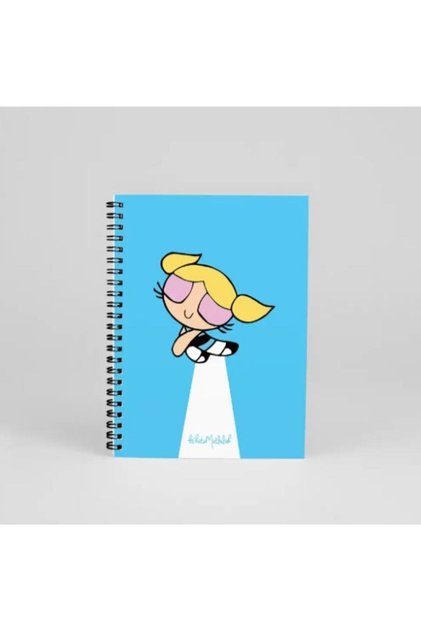 N162 POWERPUFF GİRLS UTANGAÇ BUBBLES MAVİ SPİRALLİ DEFTER