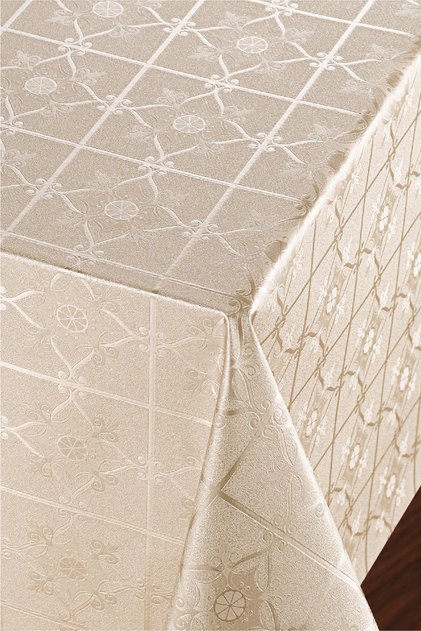 Tablecloth Fiber Lined Oilcloth 140x200cm PVC Wipeable Liquid Proof Stain Resistant Beige