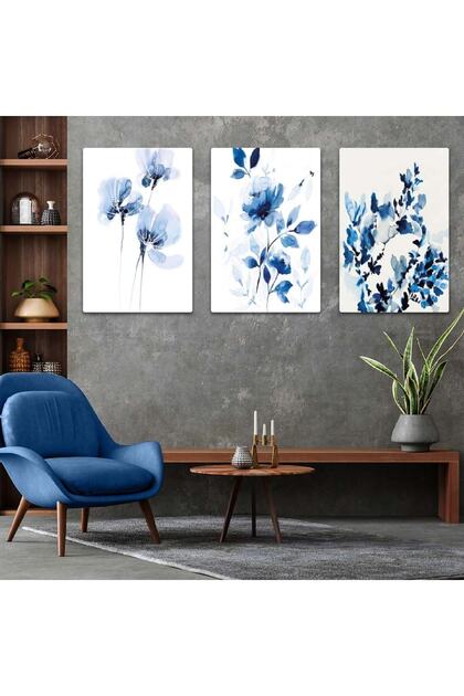 Triple Mdf Blue Flowers Table Set