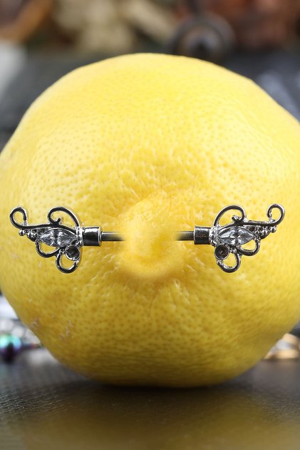 316l Cerrahi Çelik Göğüs Ucu Nipple/meme Etnik Tasarım Zirkon Taş Kraliçe Piercing 14 Mm
