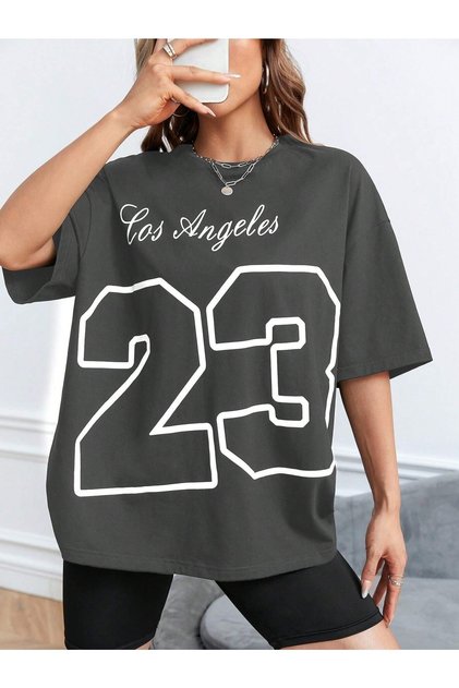 Los Angeles 23 Printed Oversize T-shirt Casual Boyfirend