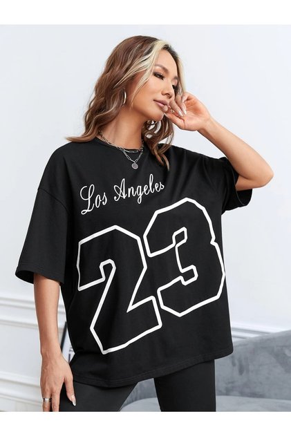 Los Angeles 23 Printed Oversize T-shirt Casual Boyfirend
