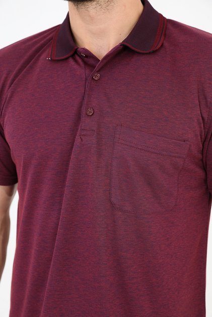 DAD SINGLE POCKET COLLAR STRIPED T-SHIRT