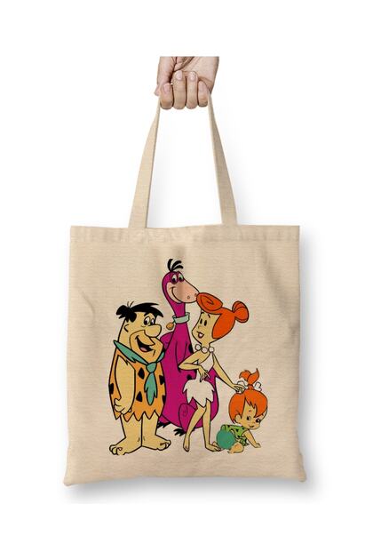 Stone Age Flintstone Family 01 Cloth Bag Long Handle