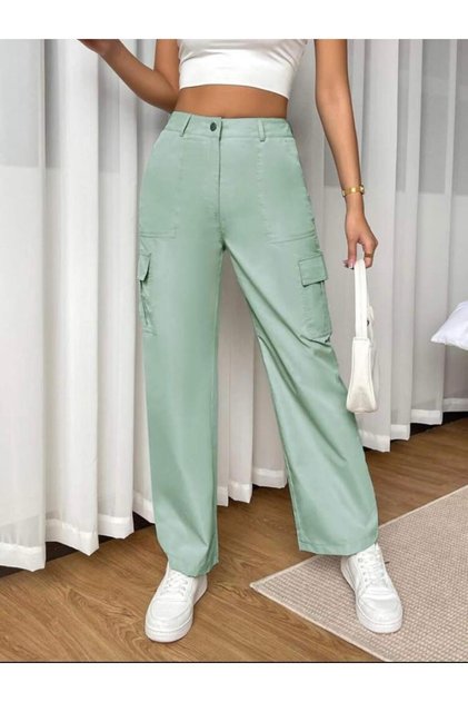 Suyesili Wide Leg Cargo Pocket Palazzo Denim Trousers Jean