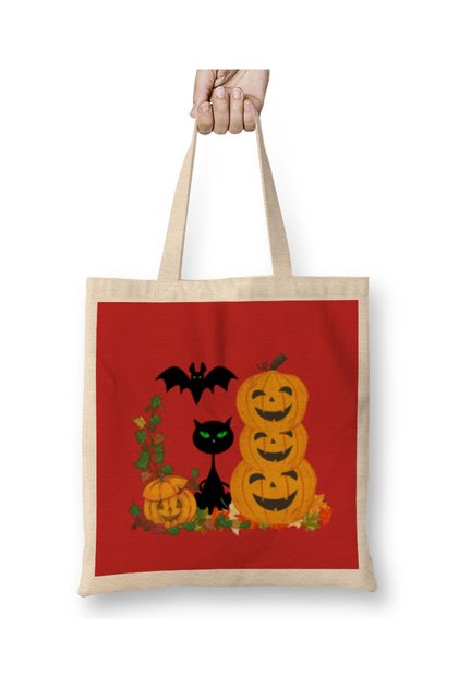 Black Cat Happy Halloween 2021 Tote Bag Long Handle